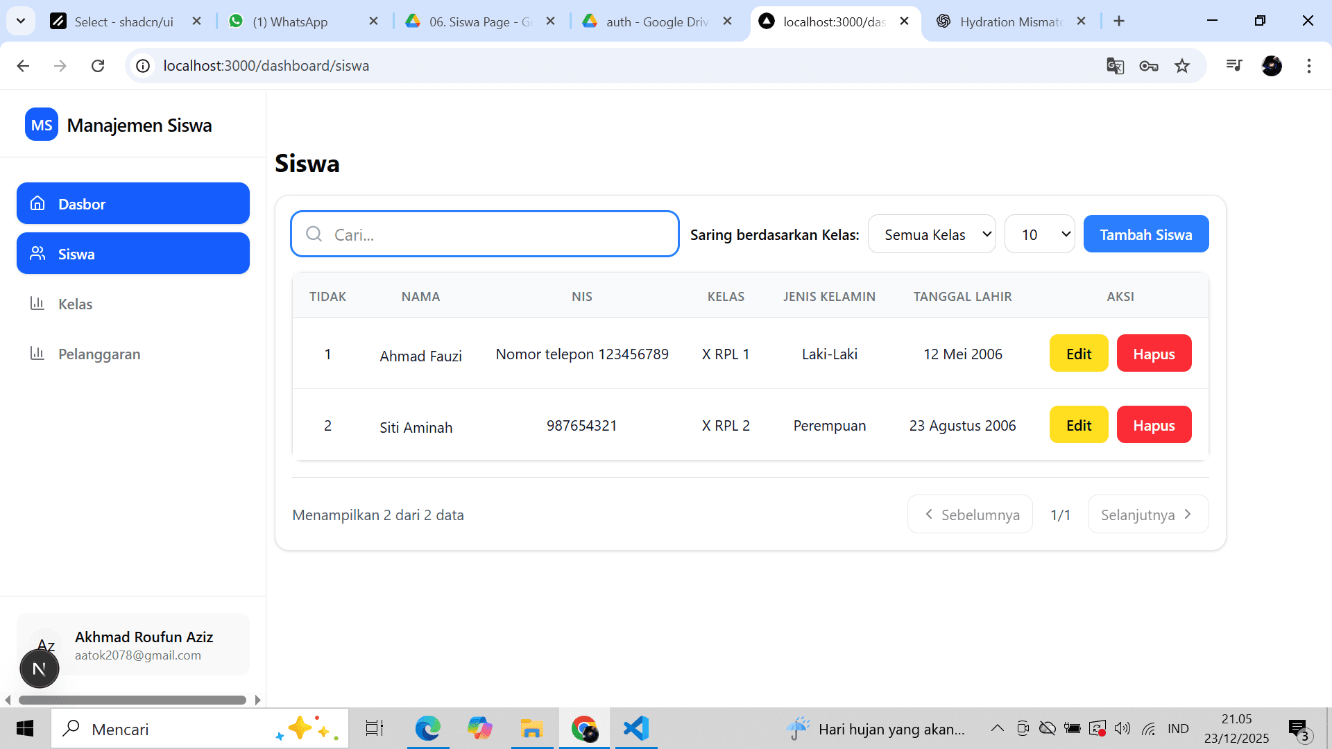 Management Ekskul project preview